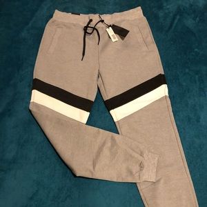 Men’s Gray with Black and White Stripe Sweatpants